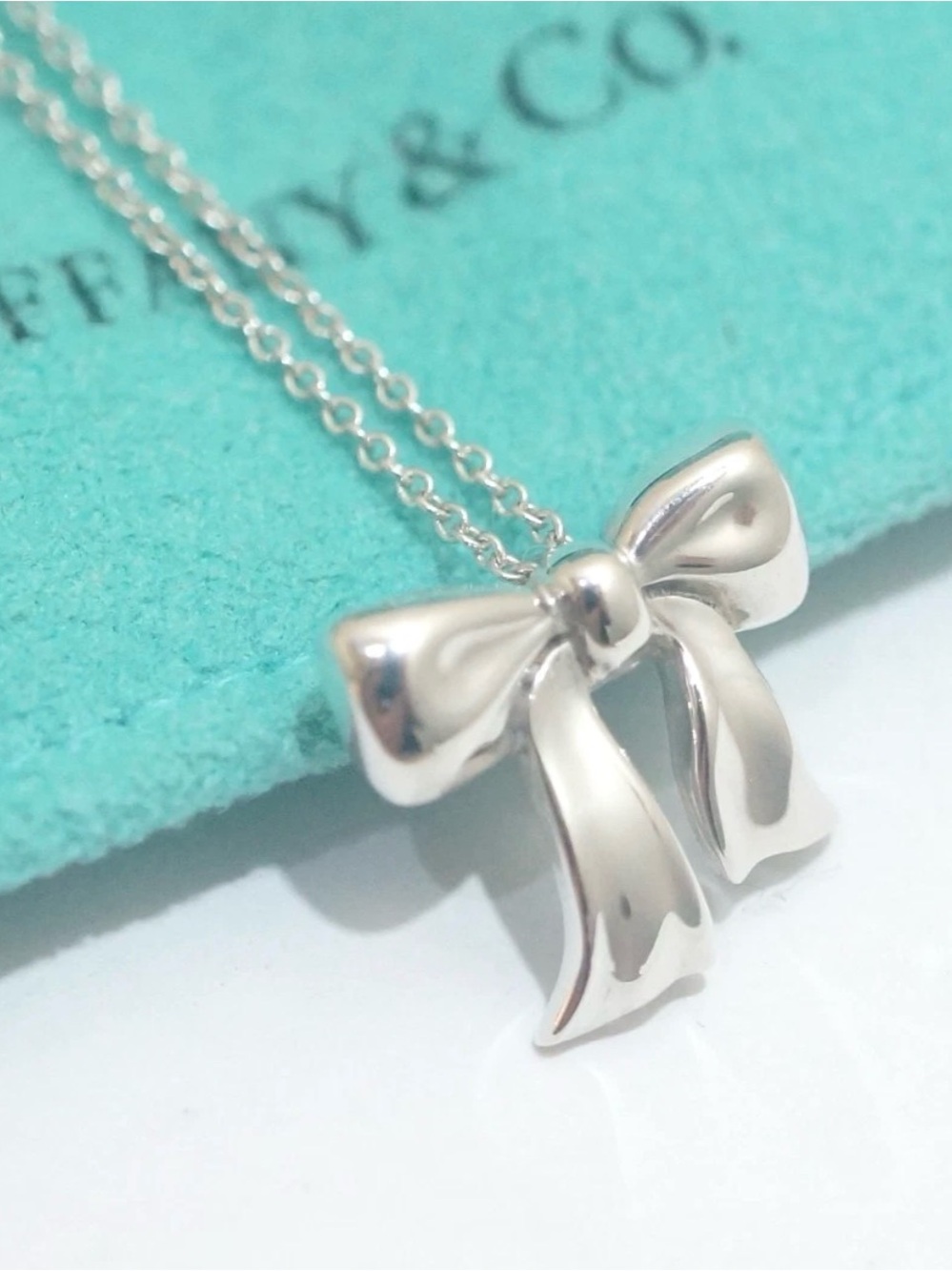 Tiffany & Co. Silver Bow Pendant Necklace